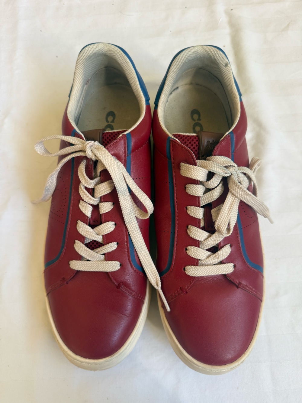 Coach Lowline Low-Top‎ Leather Sneakers Red White Blue Men's Size 9.5 Sports